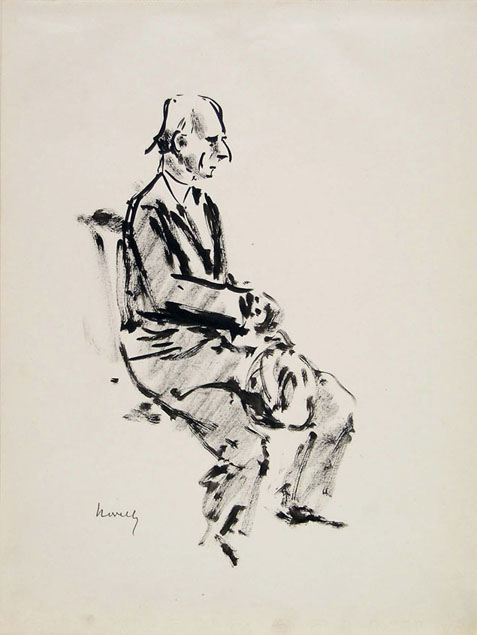 Giuseppe Novello, portrait of Enrico Mazzolani, seated
